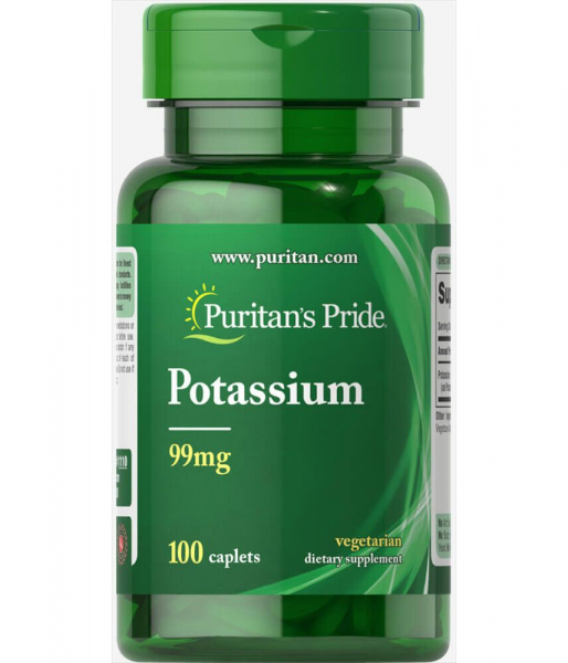 Puritan's Pride Potassium 99 мг, 100 таб