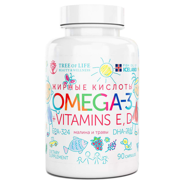 Tree Of Life Omega-3 Vitamins E, D (Kids), 90 капс