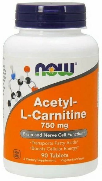 NOW Acetyl L-Carnitine 750 мг, 90 таб
