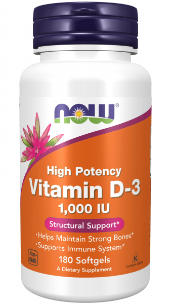 NOW Vitamin D-3, 1,000 IU, 180 капс