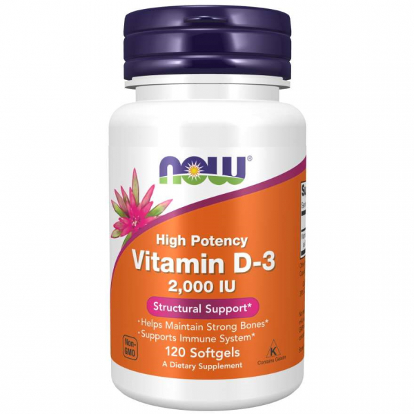 NOW Vitamin D-3, 2,000 IU, 120 капс