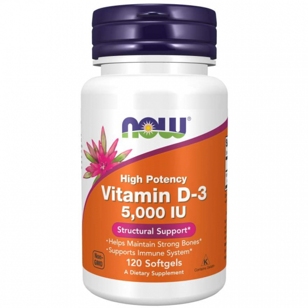 NOW Vitamin D-3, 5,000 IU, 120 капс