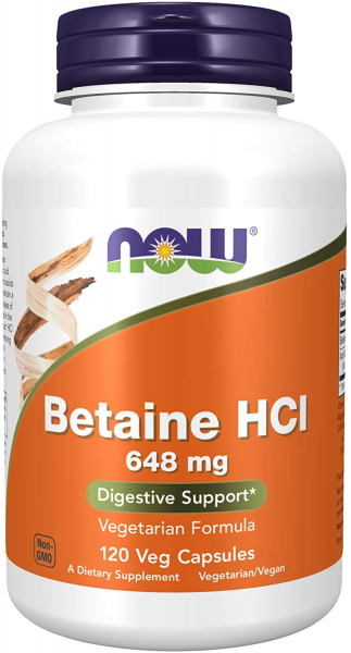 NOW Betaine HCL 648 мг, 120 капс