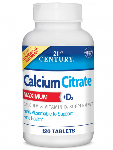 21st Century Calcium Citrate + D-3, 120 таб