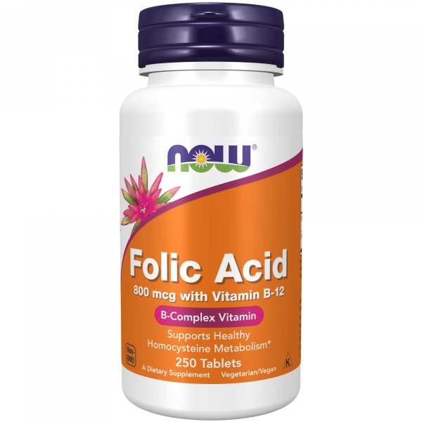 NOW Folic Acid with B-12, 250 таб