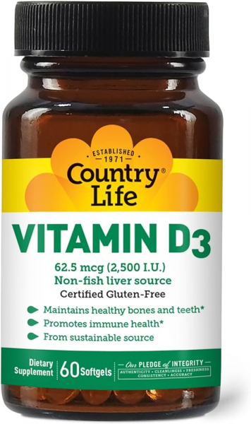 Country Life Vitamin D3 2500, 60 капс