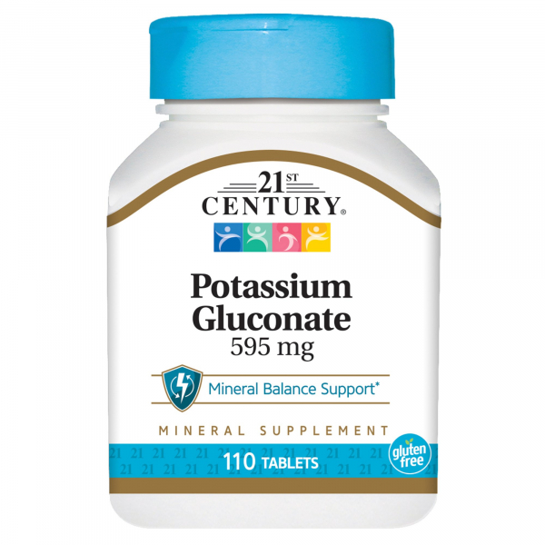 21st Century Potassium Gluconate 595 мг, 110 таб