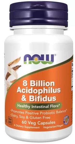 NOW 8 Billion Acidophilus & Bifdus, 60 капс