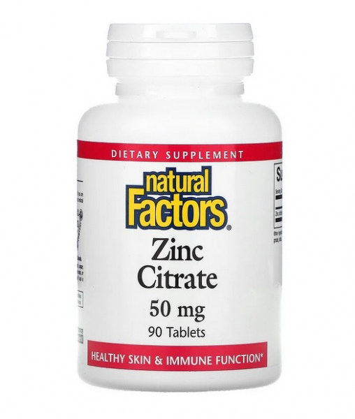 Natural Factors Citrate Zinc 50 мг, 90 таб