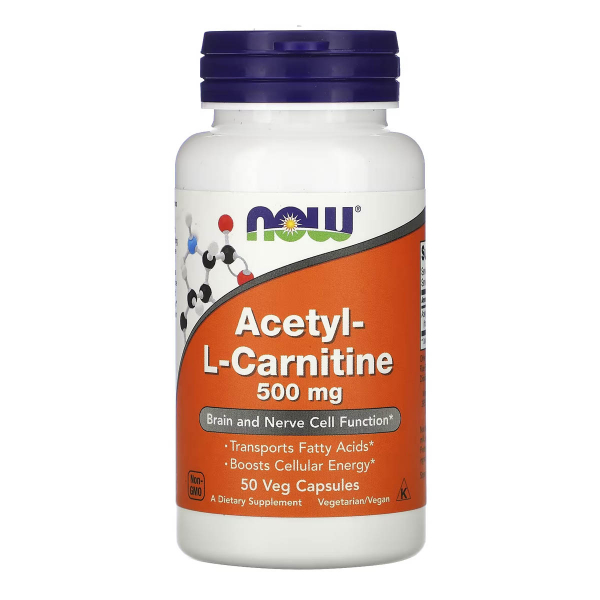 NOW Acetyl L-Carnitine 500 мг, 50 капс