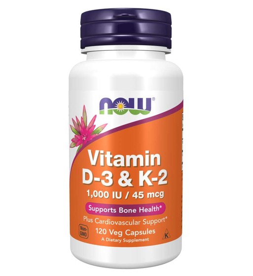 NOW Vitamin D-3 & K-2, 120 капс